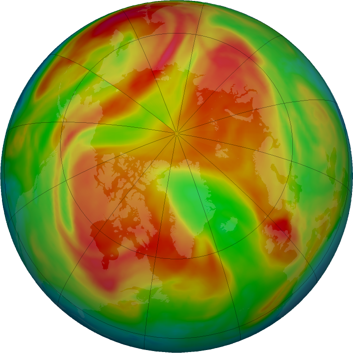 Arctic ozone map for 03 April 2019